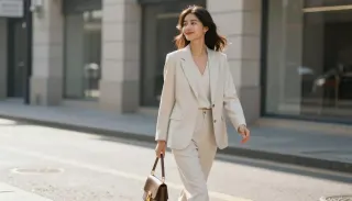Photo with trousers, suit and handbag
