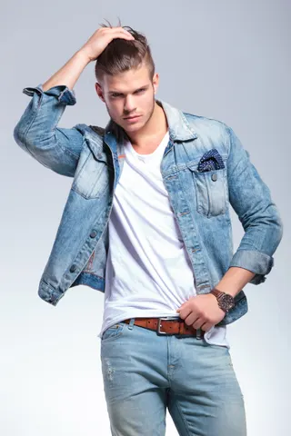 Photo with trousers, jacket and belt