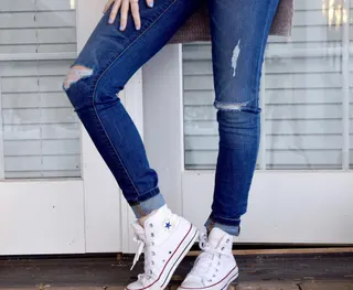 Photo with blue jeans and footwear