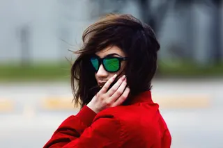 Photo with jacket and sunglasses