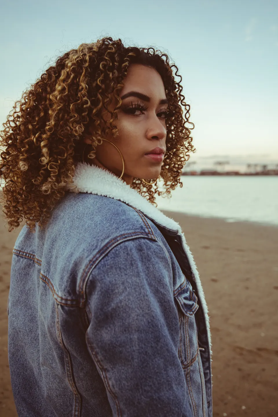 Photo with jacket and earrings