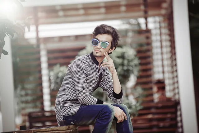 Photo with shirt, trousers and glasses