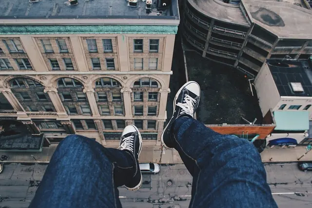 Photo with trousers and sneakers