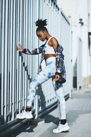 Photo with trousers and sneakers